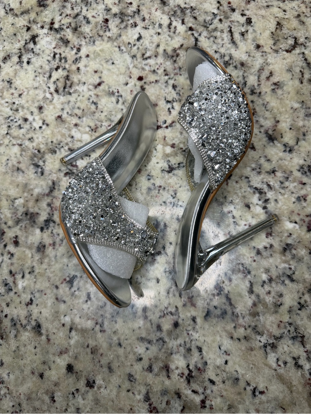Silver Crystal Embellished Women’s Heeled Sandals